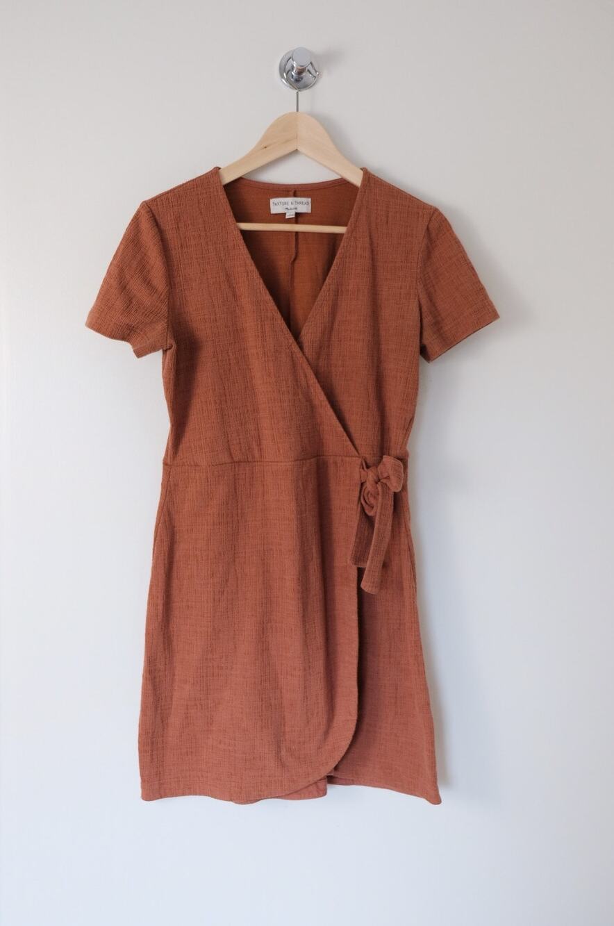 Madewell Wrap Dress Size S Rust Fall Cottagecore Boho Quiet Luxury Minimalist